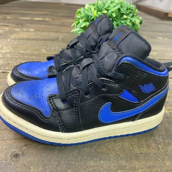 Nike Air Jordan Retro 1 Mid Hyper Royal Blue TD 640735-068 Rare Toddler Size 9C - Picture 5 of 11